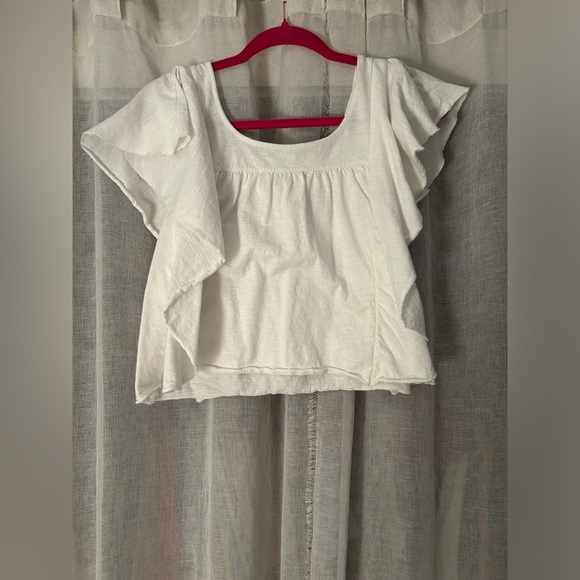 American Eagle off white ruffle top - Picture 1 of 3